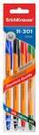 Ручки шар. набор  4 цв. ERICH KRAUSE "R-301" оранж.корп., 0,7мм, Stick (син.,черн.,красн.,зел.)   /44594               *163534