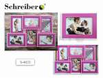 Фоторамка-коллаж Schreiber "Семья" пластик. на  6 фото, фуксия для 6 фото 10х15 см, размер- 47х30 см   /S 4023              *143195