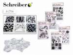Штампики Schreiber для творчества силиконовые,16,5*25см, 12диз.   /S 2734              *148232