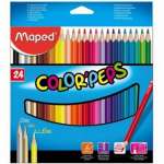 Карандаши 24 цв MAPED "Color Peps" трехгранные,ударопроч.   /183224              *130069