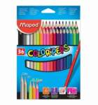 Карандаши 36 цв MAPED "Color Peps" трехгранные,ударопроч.,карт.европодвес   /832017              *136908