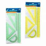 Набор линеек ALINGAR  4 предм. (лин.30, 2уг, трансп.) асс, европодвес   /AL245               *325418