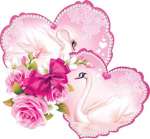 Наклейка на липучке 23*28см МИР ОТКРЫТОК "Свадьба.Сердца.Лебеди" блестки   /7-64-009            *178074