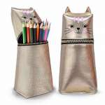 Пенал-тубус иск.кожа ФЕНИКС "Кот металлик" 17*8*7см, шелкография, розовый   /48613               *177707