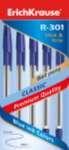 Ручка шар. ERICH KRAUSE "R-301" прозр.корп., рез.держ., 1мм, син.   /39527               *136336