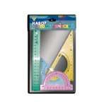 Набор линеек ПЧЁЛКА 4 предм. пласт. большой (лин.20см,транс.,2 тр-ка(30/60,45/45)   /НП-3/НГ-3           *40514