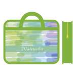 Папка д/тетрадей с ручками А4 ПЧЁЛКА на молнии, печать на пласт. (ручки-тесьма) "WATERCOLOR"   /ПМ-А4-25            *344238