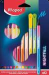 Фломастеры  12 цв. MAPED "NightFall" треуг., с заблок.пишущим, смываемые   /844400              *347759