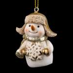 Украшение Decor "Снеговик в шапке-ушанке" 5см золото   /58974               *352659