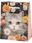 Пакет подарочный бумаж. 11,5*14,5*6см МИЛЕНД "Кошечка в цветочках"   /ПКП-1113            *367383