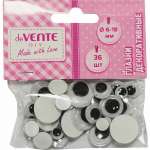 Глаза декоративные  deVENTE самокл., размер ассорти, 36шт/уп, цв. черно-белый   /8001306             *364204