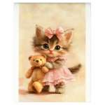 Блокнот  А6  на скобе 40л ФЕНИКС "Котенок с плюшевым мишкой" кл.   /71640               *369309