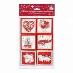 Открытки набор ФЕНИКС "Поздравительные красный" 12шт, фольга, на скотче   /48042               *172915