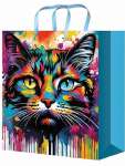 Пакет подарочный бумаж. 22*31*10см OPTIMA "Акварельный котик"   /ПКП-0553            *364433