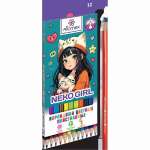 Карандаши 12 цв Attomex "NekoGirl" пластиковые, 2М, к/к   /5022547             *367998
