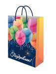 Пакет подарочный МИЛЕНД с глянцевой ламинацией 14х20х6,5 см Праздничные шары, 128 г   /ППК-2737            *371073